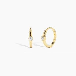 Hey Harper Lyon Rivière Diamond Mini Hoop Earrings Gold - One Size